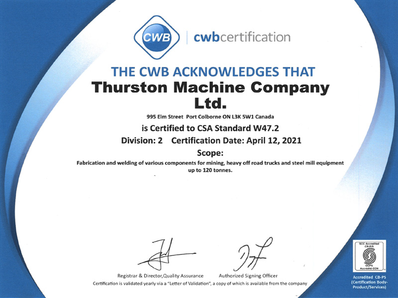 CSA W47.2 Certification
